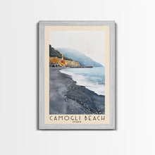Carregar imagem no visualizador da galeria, Camogli Beach, Italy Watercolor Beach Print, Vacation Gift, Italy Wall Art, Framed Canvas Print, Framed Beach Painting
