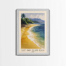 Load image into Gallery viewer, Cast Away Island Beach, Fiji Watercolor Print, Vacation Gift, Fiji Wall Art, Beach Painting, Beach Decor, Large Wall Art, Wood Frame Art
