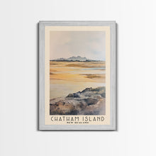 Load image into Gallery viewer, Chatham Island, New Zealand Watercolor Print, Vacation Gift, New Zealand Wall Art, Beach Painting, Beach Decor, Large Wall Art, Wood Frame Art
