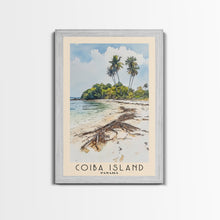 Load image into Gallery viewer, Coiba Island, Panamá Watercolor Beach Print, Vacation Gift, Panamá Wall Art, Framed Canvas Print, Framed Beach Painting
