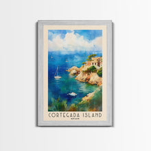 Load image into Gallery viewer, Cortegada Island, Spain Watercolor Beach Print, Vacation Gift, Spain Wall Art, Framed Canvas Print, Framed Beach Painting
