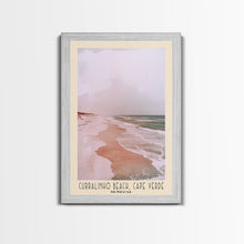 Load image into Gallery viewer, Curralinho Beach, Cape Verde, Senegal Watercolor Print, Vacation Gift, Senegal Wall Art, Beach Painting, Beach Decor, Large Wall Art, Wood Frame Art
