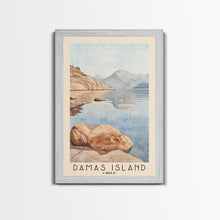 Load image into Gallery viewer, Damas Island, Chile Watercolor Beach Print, Vacation Gift, Chile Wall Art, Framed Canvas Print, Framed Beach Painting
