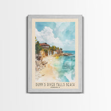 Load image into Gallery viewer, Dunn’s River Falls Beach, Jamaica Watercolor Print, Vacation Gift, Jamaica Wall Art, Beach Painting, Beach Decor, Large Wall Art, Wood Frame Art
