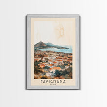 Carregar imagem no visualizador da galeria, Favignana, Italy Watercolor Beach Print, Vacation Gift, Italy Wall Art, Framed Canvas Print, Framed Beach Painting
