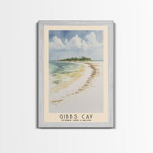 Load image into Gallery viewer, Gibbs Cay, Turks and Caicos Watercolor Beach Print, Vacation Gift, Turks and Caicos Wall Art, Framed Canvas Print, Framed Beach Painting
