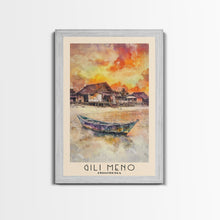 Load image into Gallery viewer, Gili Meno, Indonesia Watercolor Print, Vacation Gift, Indonesia Wall Art, Beach Painting, Beach Decor, Large Wall Art, Wood Frame Art
