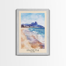 Load image into Gallery viewer, Ipanema, Brazil Watercolor Print, Vacation Gift, Brazil Wall Art, Beach Painting, Beach Decor, Large Wall Art, Wood Frame Art
