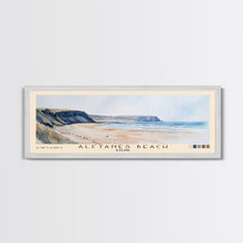 Load image into Gallery viewer, Álftanes Beach, Iceland Watercolor Print, Vacation Gift, Iceland Wall Art, Beach Painting, Beach Decor, Large Wall Art, Wood Frame Art
