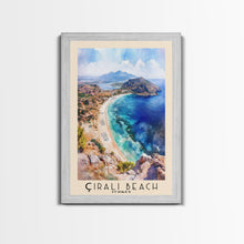 Load image into Gallery viewer, Çıralı Beach, Turkey Watercolor Print, Vacation Gift, Turkey Wall Art, Beach Painting, Beach Decor, Large Wall Art, Wood Frame Art
