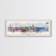 Cargar imagen en el visor de la galería, Cheboksary Russia Travel Art, City Art, Framed Canvas Print or Metal Wall Art, Europe Travel Poster, Panoramic Wall Art, Extra Wide Wall Art
