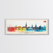 Load image into Gallery viewer, Copenhagen Denmark Travel Print Wall Art, Panoramic City Art, Travel Art, Wall Decor, Vacation Gift, Framed Canvas Print Or Metal Art
