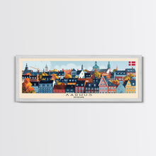 Carregar imagem no visualizador da galeria, Aarhus Denmark  Panoramic Travel Poster, Framed Canvas Print or Metal Wall Art, Travel Art, Home Decor, Panoramic Painting, Midcentury Art
