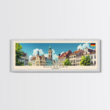 Carregar imagem no visualizador da galeria, Augsburg Germany Panoramic Travel Poster, Framed Canvas Print or Metal Wall Art, Travel Art, Home Decor, Panoramic Painting, Midcentury Art

