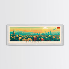 Load image into Gallery viewer, Barcelona Spain Travel Print Wall Art, Panoramic City Art, Travel Art, Wall Decor, Vacation Gift, Framed Canvas Print Or Metal Art
