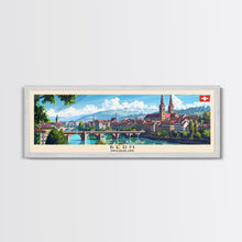 Load image into Gallery viewer, Bern Switzerland Travel Art, City Art, Framed Canvas Print or Metal Wall Art, Europe Travel Poster, Panoramic Wall Art, Extra Wide Wall Art
