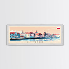 Cargar imagen en el visor de la galería, Bialystok Poland Panoramic Travel Poster, Framed Canvas Print or Metal Wall Art, Travel Art, Home Decor, Panoramic Painting, Midcentury Art
