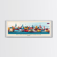 Load image into Gallery viewer, Blagoveshchensk Russia Travel Art, City Art, Framed Canvas Print or Metal Wall Art, Europe Travel Poster, Panoramic Wall Art, Extra Wide Wall Art
