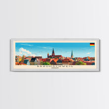Load image into Gallery viewer, Braunschweig Germany Travel Art, City Art, Framed Canvas Print or Metal Wall Art, Europe Travel Poster, Panoramic Wall Art, Extra Wide Wall Art

