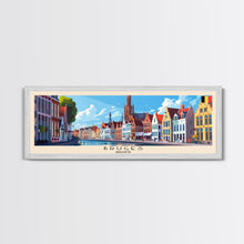 Carregar imagem no visualizador da galeria, Bruges Belgium Travel Art, City Art, Framed Canvas Print or Metal Wall Art, Europe Travel Poster, Panoramic Wall Art, Extra Wide Wall Art
