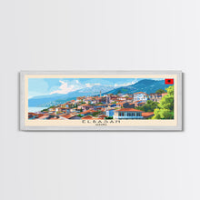 Load image into Gallery viewer, Elbasan Albania Travel Print Wall Art, Panoramic City Art, Travel Art, Wall Decor, Vacation Gift, Framed Canvas Print Or Metal Art
