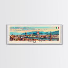 Carregar imagem no visualizador da galeria, Florence Italy Panoramic Travel Poster, Framed Canvas Print or Metal Wall Art, Travel Art, Home Decor, Panoramic Painting, Midcentury Art
