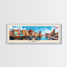 Load image into Gallery viewer, Gdansk Poland Travel Print Wall Art, Panoramic City Art, Travel Art, Wall Decor, Vacation Gift, Framed Canvas Print Or Metal Art
