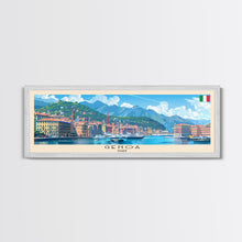 Load image into Gallery viewer, Genoa Italy Travel Art, City Art, Framed Canvas Print or Metal Wall Art, Europe Travel Poster, Panoramic Wall Art, Extra Wide Wall Art

