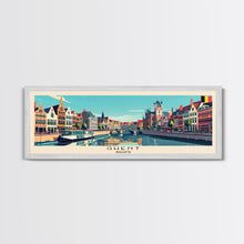 Load image into Gallery viewer, Ghent Belgium Wall Art, Panoramic Travel Poster, Panoramic Framed Canvas Print, City Wall Art, Wall Hanging Home Decor, Travel Art
