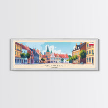 Carregar imagem no visualizador da galeria, Gliwice Poland Panoramic Travel Poster, Framed Canvas Print or Metal Wall Art, Travel Art, Home Decor, Panoramic Painting, Midcentury Art

