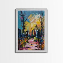 Cargar imagen en el visor de la galería, Colorful Haunted Cemetary, Springtime Halloween Mashup, Spooky Season Vibes, Framed Canvas Print, Haunted Graveyard
