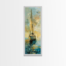 Load image into Gallery viewer, Framed Sailboat Canvas Art Print Framed, Sailboat Painting, Nautical Wall Art for Beach House, Large Wall Art Print for Him, Coastal Art
