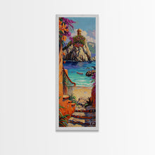 Load image into Gallery viewer, Coastal Wall Art Framed and Printed on Canvas, Surf Wall Art, Textured Canvas Painting Framed, Narrow Modern Wall Art for Office
