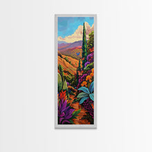 Cargar imagen en el visor de la galería, Colorful Landscape Art, Mountain Wall Art Print, Botanical Art for Kitchen, Impasto Canvas Painting Framed and Printed, Modern Wall Art
