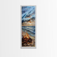 Load image into Gallery viewer, Coastal Watercolor Inspired Canvas Art Printed and Framed, Ocean Wave Beach Wall Art Print, Vertical Wall Art, Framed Bedroom Wall Art
