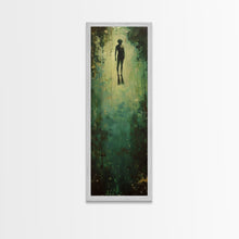 Carregar imagem no visualizador da galeria, Abstract Canvas Painting of Underwater Diver, Modern Framed Wall Art, Dark Wall Art for Living Room, Tall and Narrow Wall Art Print
