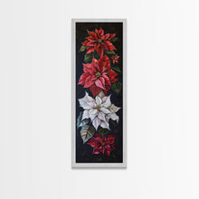 Cargar imagen en el visor de la galería, Colorful Botanical Poinsettia Canvas Art Printed and Framed, Vertical Tall and Narrow Floral Art Print, Modern Wall Art, Housewarming Gift

