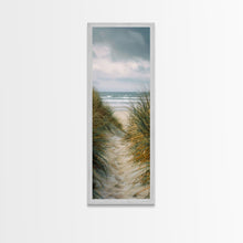 Carregar imagem no visualizador da galeria, Beach Pathway to Ocean View - Framed Canvas Print, Skinny Tall Art, Coastal Landscape Art, Wall Art for Living Room, Bedroom Decor, Beach Art
