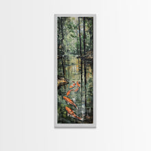 Load image into Gallery viewer, Elegant Koi Fish Swimming Serene Water Garden Nature Art Framed Canvas Print Tall Art Japanese Style Art
