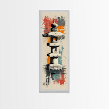 Carregar imagem no visualizador da galeria, Zen Stone Lantern Skinny Art Tall Art Japanese Ukiyo-e Inspired Framed Canvas Wall Art
