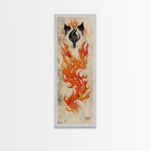 Load image into Gallery viewer, Fiery Kitsune Spirit Skinny Art Tall Art Japanese Ukiyo-e Inspired Mythical Creature Framed Canvas Print
