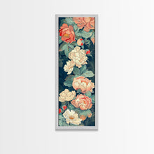 Load image into Gallery viewer, Delicate Peony Blossoms in Soft Pastel Hues on Japanese-Inspired Tall Vertical Canvas Print for Elegant Floral Decor
