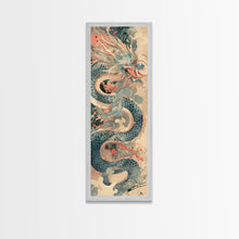 Load image into Gallery viewer, Mythical Japanese Dragon in Swirling Clouds – Skinny Art on Framed Canvas Print
