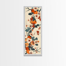Load image into Gallery viewer, Skinny Art of Persimmon Branch with Delicate White Flowers – Japanese-Inspired Framed Canvas Print
