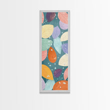 Cargar imagen en el visor de la galería, Floating Leaves in Soft Pastel Colors, Skinny Tall Art with Japanese Influence, Framed Canvas Print in Ukiyo-e Style
