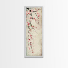 Cargar imagen en el visor de la galería, Cherry Blossoms, Full Bloom, Japanese Art, Skinny Art, Tall Art, Framed Canvas Print, Ukiyo-e Style
