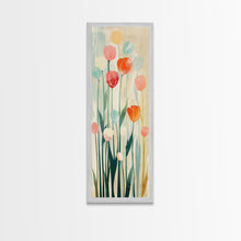 Carregar imagem no visualizador da galeria, Abstract Tulips, Pastel Colors, Japanese Art, Skinny Art, Tall Art, Framed Canvas Print, Ukiyo-e Style
