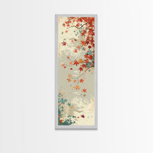 Carregar imagem no visualizador da galeria, Autumn Maple Leaves in Japanese Garden Ukiyo-e Style Art Skinny Framed Canvas Print with Subtle Color Palette
