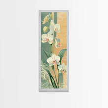 Load image into Gallery viewer, Skinny Art Tall Art Framed Canvas Print Orchids In Delicate Tones With Subtle Background Elements Ukiyo-e Japanese Style Art Wood Block Print
