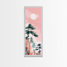 Carregar imagem no visualizador da galeria, Ethereal Reeds In Windy Meadow Blush Tones Skinny Art Tall Art Framed Canvas Print Japanese Style Art Ukiyo-e Art Wood Block Print Nature

